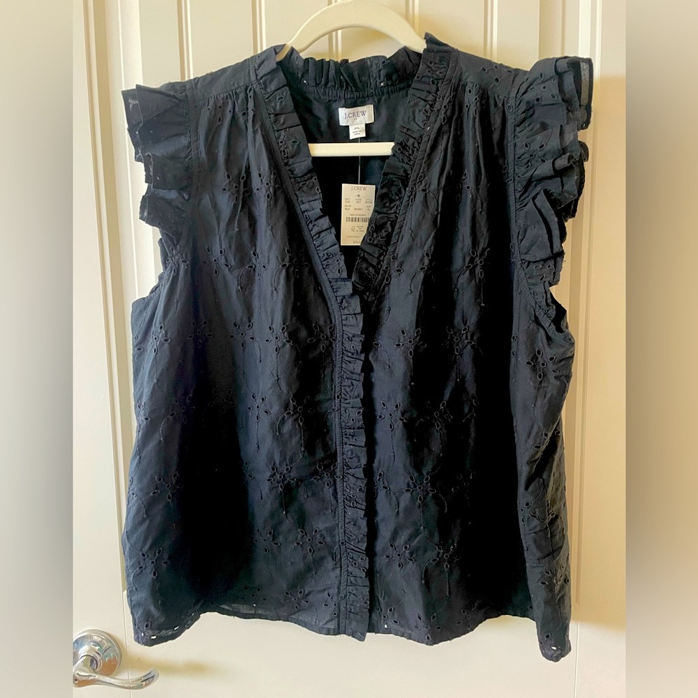J. Crew Sleeveless ruffle eyelet top